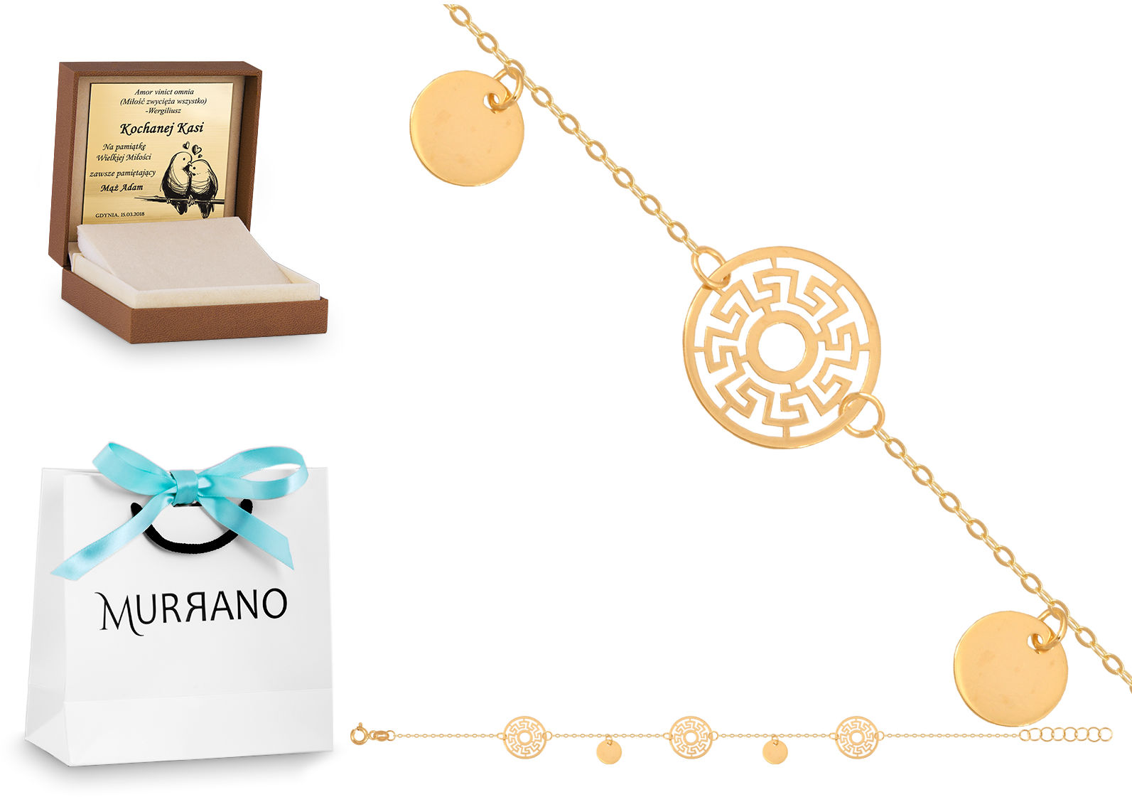 Złota bransoletka 585 łańcuszkowa prezent grawer