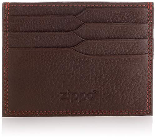 Zippo Portfel na Karty Kredytowe, ze Skóry, dla Kobiet i Mężczyzn, 6 Przegródek na Karty, 2 Kieszonki, 1 Kieszeń na Dowód Osobisty, Brązowy