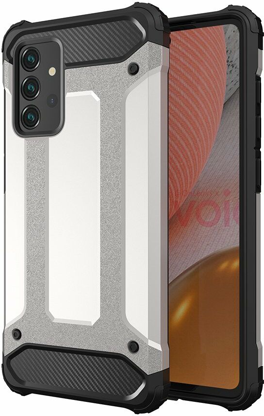 Samsung Hurtel Hybrid Armor pancerne hybrydowe etui pokrowiec Galaxy A72 4G srebrny