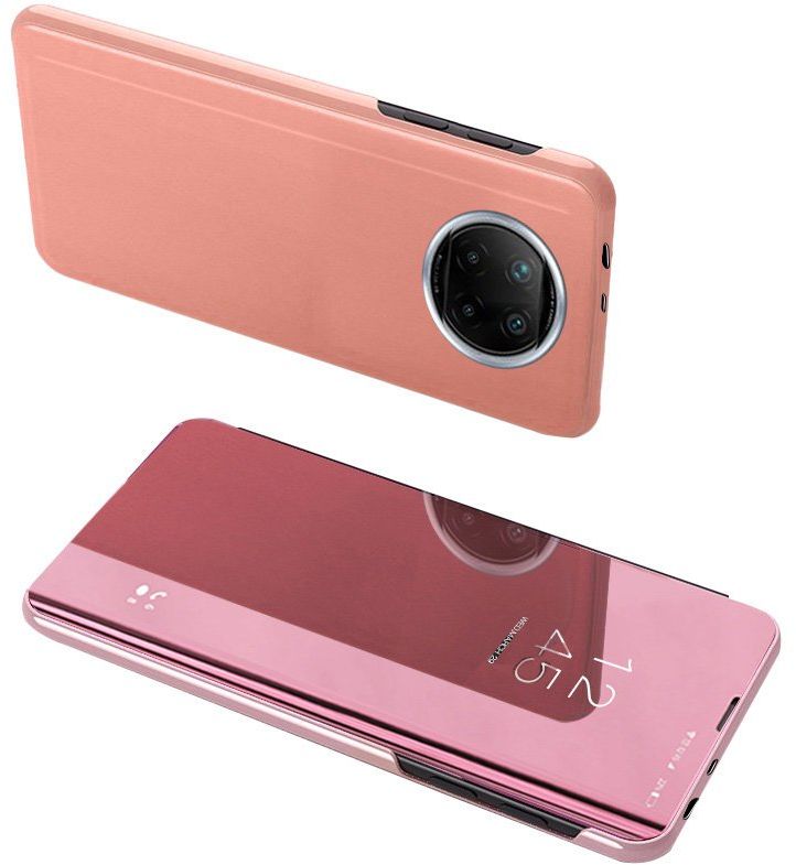 Hurtel Clear View Case futerał etui z klapką Xiaomi Redmi Note 9T 5G różowy