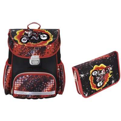 Hama Tornister Motorbike 139073 + Piórnik 139123 z wyposażeniem 199482 199482