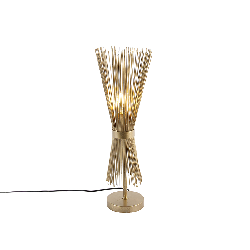 QAZQA Wiejska lampa stołowa mosiężna - Broom