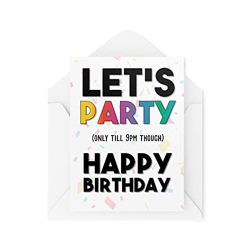 Tongue in Peach Śmieszne kartki urodzinowe, Letets Party Only Till 9:00 Though', kartki urodzinowe dla dorosłych dla niego dla niej, komedia humor żart banter zabawa, CBH246 TIP_CARD_CBH246