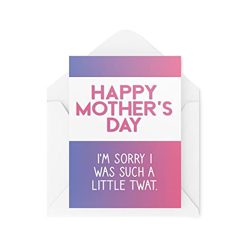 Tongue in Peach Śmieszne kartki na Dzień Matki, kartki urodzinowe dla mamy, kartka z życzeniami dla niej, I'm Sorry I Was Such A Little Twat, komedia humor żart CBH133 TIP_CARD_CBH133
