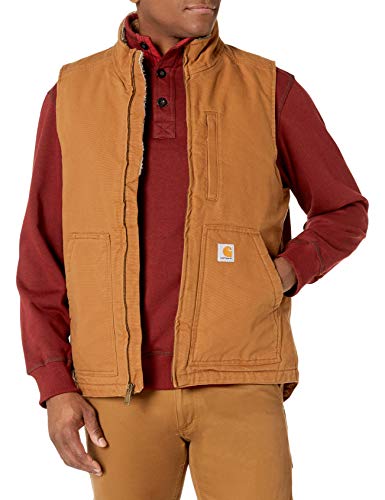 Carhartt 104277.BRN.S007 sprana kaczka szerpa podszyta szyja męska kamizelka, brązowa, rozmiar XL 104277-BRN