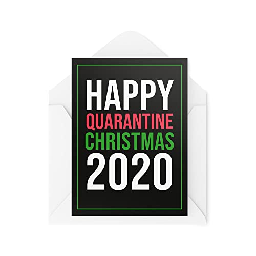 Tongue in Peach Zabawna kartka świąteczna - 'Happy Quarantine Christmas' 2020' koronawirus - kartki z żartem na Boże Narodzenie - tajemniczy Mikołaj praca kartka z życzeniami banter - CBH16 TIP_CARD_CBH16