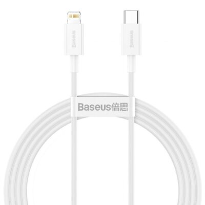 Baseus Kabel USB-C do Lightning Superior Series, 20W, PD, 25cm (biały)