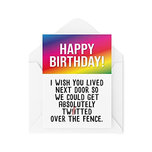 Tongue in Peach Śmieszne kartki urodzinowe, kartka z blokadą, 'I Wish You Lived Next Door, żart Corona Banter zabawny dla niej prezent dla niego profanity , CBH471