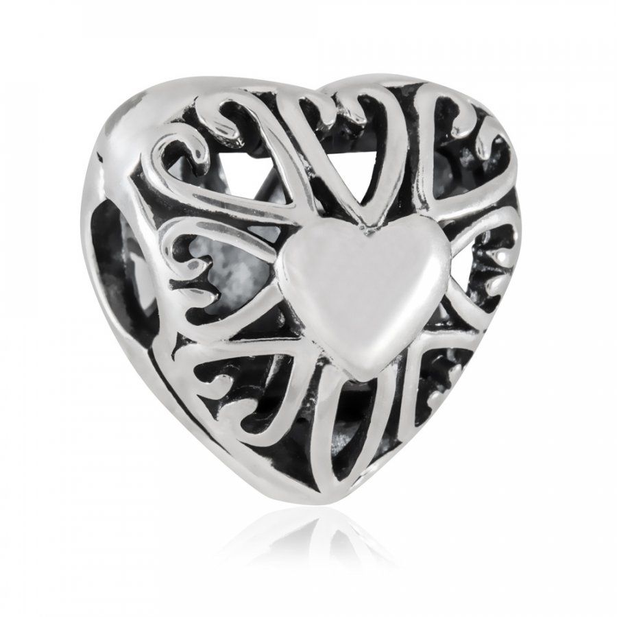 Murrano Charms Koralik KLIPS Srebrny LUDZKIE SERCE ST-001
