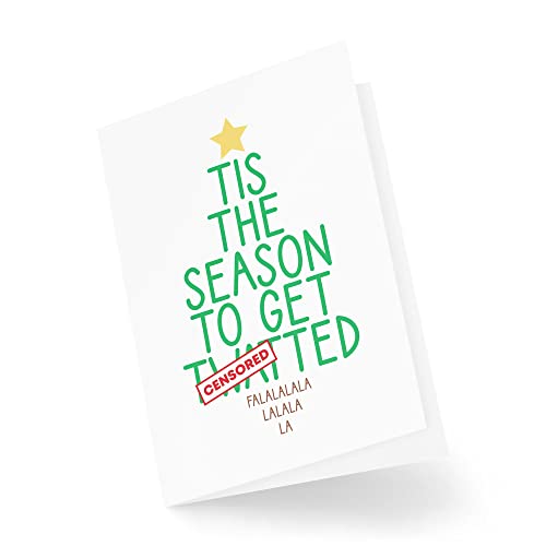 Tongue in Peach Zabawna kartka świąteczna  'Tis The Season to Get Twatted'  kartki z żartem na Boże Narodzenie  kartka z życzeniami z motywem tajnego Mikołaja  banter nowość  CBH1 TIP_CARD_CBH1