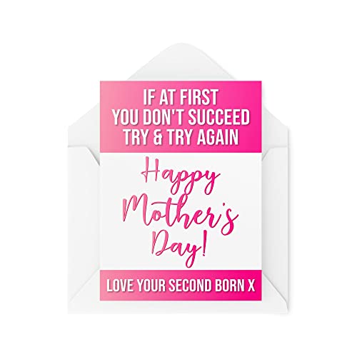 Tongue in Peach Śmieszne kartki na Dzień Matki, kartki urodzinowe dla mamy, kartka z życzeniami dla niej, If You Don't Succeed Try Again, komedia humor żart CBH137 TIP_CARD_CBH137