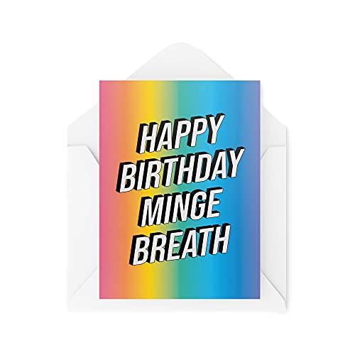 Tongue in Peach Śmieszne kartki urodzinowe, niegrzeczna kartka, 'Happy Birthday M*nge Breath', nowość 'Profanity Insult Banter lesbijka najlepsza dla niej dla niego, CBH478