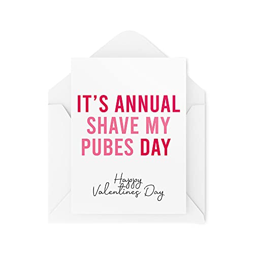 Tongue in Peach Śmieszne karty walentynkowe, karta dla niej dla niego kobiet mężczyzn, Annual Shave My Pubes Day, żart komedia żona mąż chłopak karta CBH434