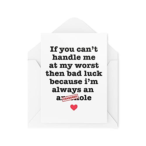 Tongue in Peach Śmieszne kartki walentynkowe, zabawne kartki urodzinowe, dla niej dla niego kobiet i mężczyzn 'If you Can't Handle Me At My Worst' Card Dowcip Fun CBH417