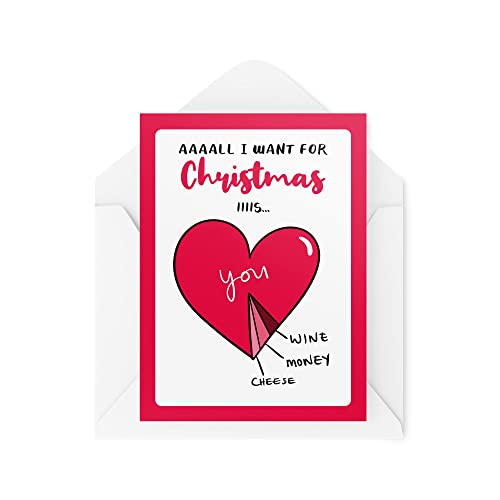 Tongue in Peach Zabawna kartka świąteczna - 'All I Want for Christmas is You' - Kartki z żartem na Boże Narodzenie - kartki z życzeniami do pracy - nowość banter - CBH2 TIP_CARD_CBH2