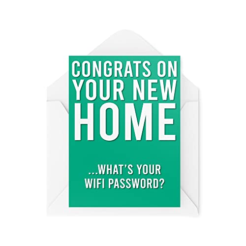 Tongue in Peach Śmieszne karty nowy dom, kartka z życzeniami z okazji przeprowadzki, hasło do wifi, dowcipny humor śmiech sztanga zabawny żart CBH195 TIP_CARD_CBH195