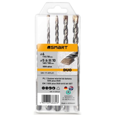SMART Zestaw wierteł SMART SDS plus DUO 5 sztuk)