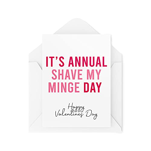 Tongue in Peach Śmieszne karty walentynkowe, karta dla niego dla niej kobiet mężczyzn, Annual Shave My Minge, Dowcip Komedia żona mąż chłopak karta CBH435
