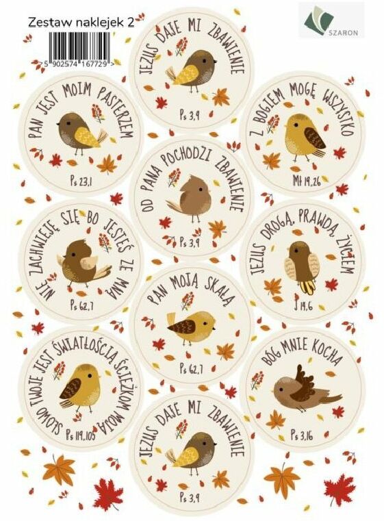 Szaron Zestaw naklejek 2 - ptaszki 5902574167729