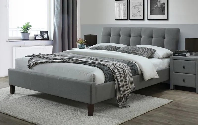 Szare łóżko tapicerowane 160x200 cm D9-E92