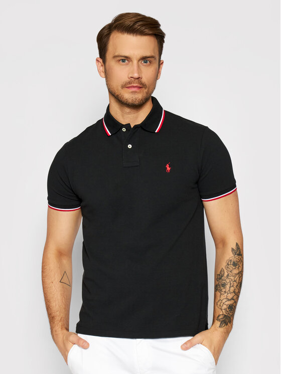 Ralph Lauren Polo Polo Ssl 710842621001 Czarny Custom Slim Fit