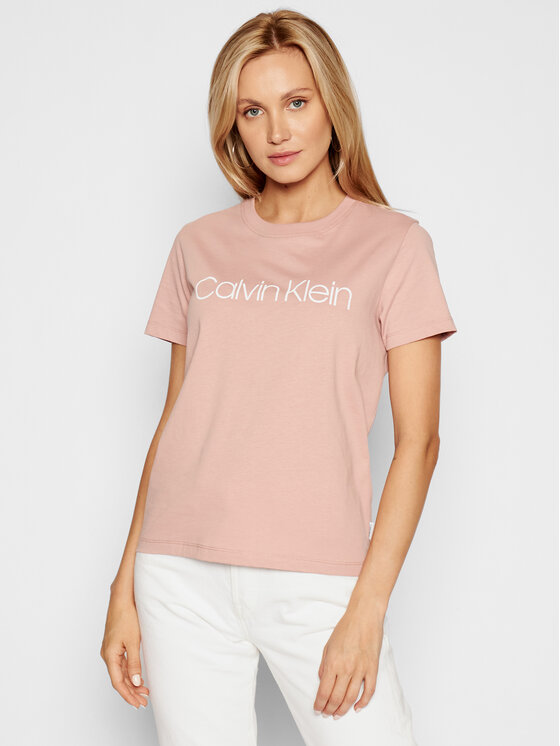 Koszulki i topy damskie - Calvin Klein T-Shirt Core Logo K20K202142 Różowy Regular Fit - grafika 1