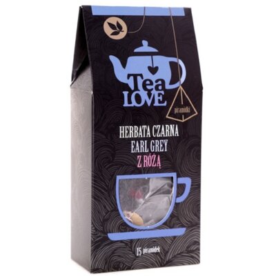 TEA LOVE Herbata czarna earl grey z różą - piramidki 15 szt.