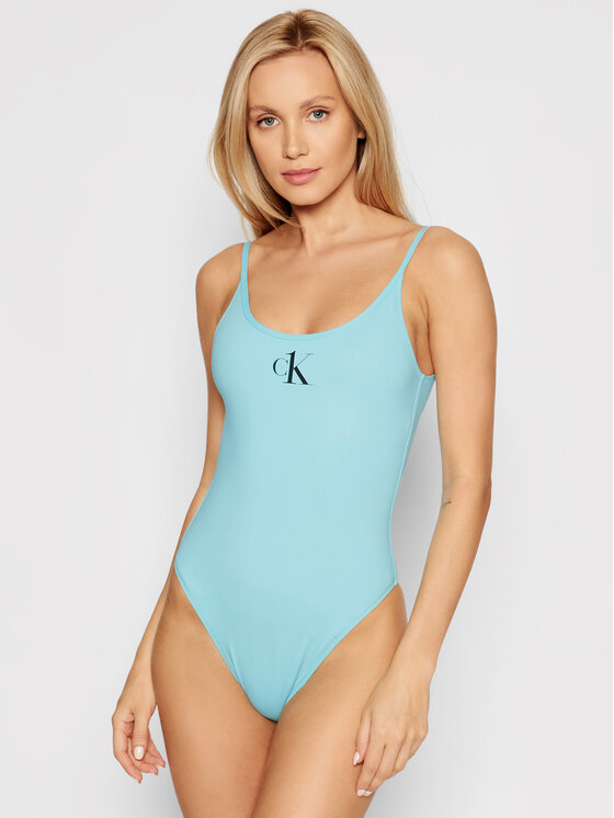 Calvin Klein Swimwear Strój kąpielowy Scoop Back KW0KW01341 Niebieski