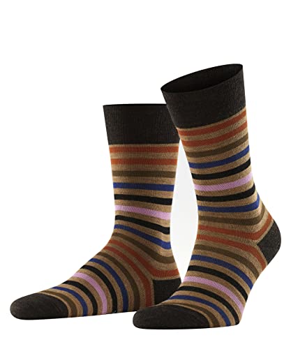 FALKE Męskie skarpety z Tinted Stripe Wełna Bawełna Niebieski Czarny Wiele innych kolorów Wzmocnione skarpety męskie ze wzorem oddychające w paski 1 para, brązowy (Canvas 5306), 50 EU