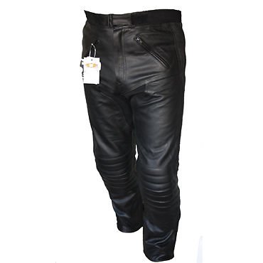 Bikers Gear Australia Męskie spodnie motocyklowe z miękkiej skóry premium, LT1004, czarne, EU (42 M), UK (32R)