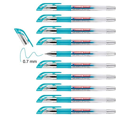 Edding e-2185 żelowe 10 sztuk długopisów atramentowych, końcówka atramentowana metal 0,7 mm niebieski Ciel