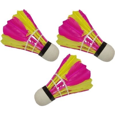 Lotka badminton z piór 6szt kolorowa