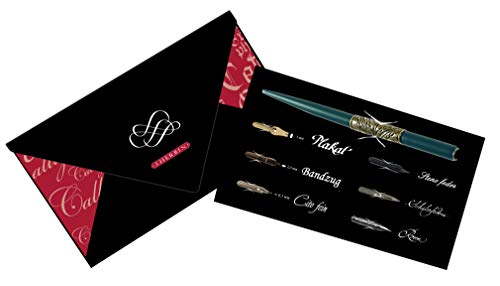 Brause 25400T - Etui do pisania i kaligrafii zawierające 6 stalówek (Steno, Cito fein, Ecolière, Plakat 5mm, Rose i Bandzug 2mm) oraz obsadkę