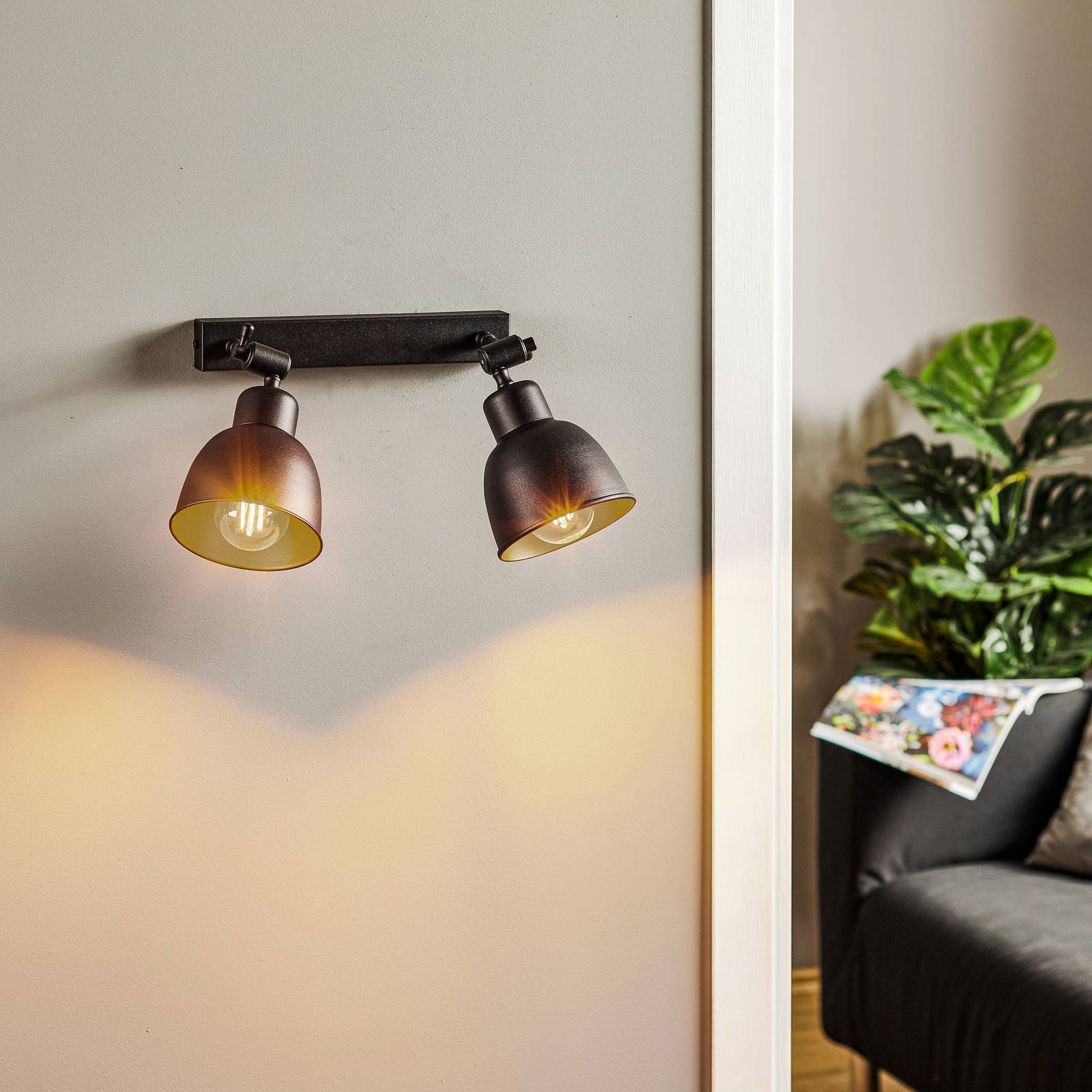 Argon Lampa ścienna Emoti, 2-punktowa, czarna