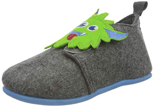 Playshoes Unisex dziecięce kapcie Monster, szary, 25 EU