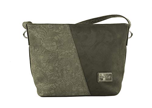 For Time Damska torba na ramię Bandolera Con Flores, kwiaty, 12 x 23 x 25 cm (szer. x wys. x dł.), zielony - zielony (Verde) - 12x23x25 centimeters (W x H x L)
