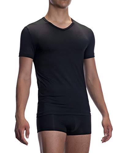 Olaf Benz Męski T-shirt z dekoltem w serek (Regular), czarny, M