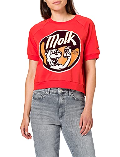 Superdry Damska koszulka robocza Cropped Sweat Crew, Volcanic Lava Orange, XS