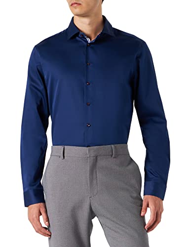 Jacques Britt Męska koszula biznesowa, niebieski (ciemnoniebieski 18), 40 PL