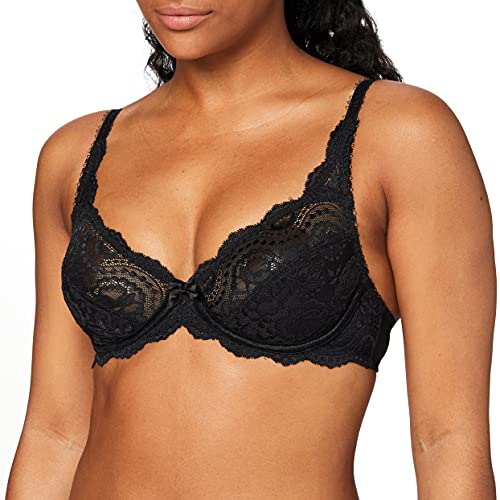 Playtex Biustonosz z fiszbinami z kwiatami, Czarny, 75C