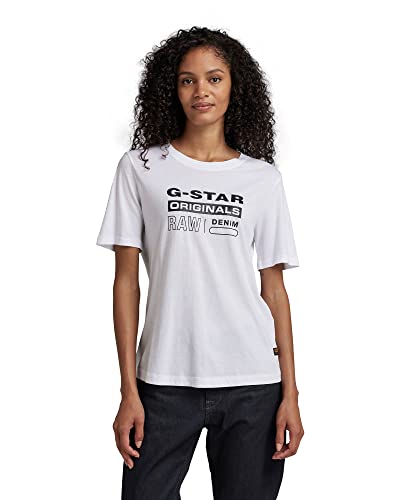 G-STAR RAW Damska koszulka Originals Label Regular, Biały (White D19953-4107-110), XS