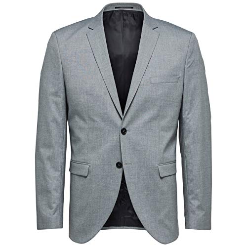 SELECTED HOMME Marynarka męska slim fit, jasnoszary melanżowy, 50