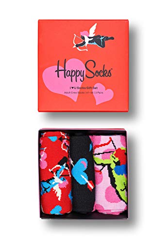 Happy Socks I Love You Gift Set, kolorowe i zabawne, Skarpety dla kobiet i mężczyzn, Czerwony-Różowy-Czarny 3 pary (36-40)