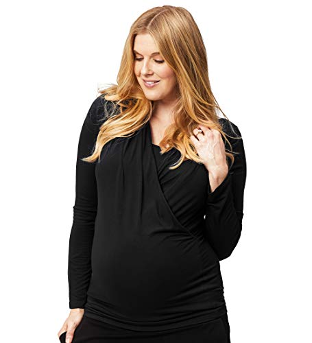Cake Maternity Damska bluzka z długim rękawem Maternity and Nursing Top, czarny, XS