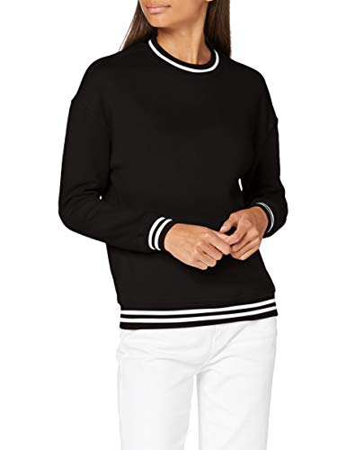 Build Your Brand Damska bluza z kapturem Ladies College Crew pulowery, damski sweter z paskami na mankietach dostępny w 2 kolorach, rozmiary XS - 5XL