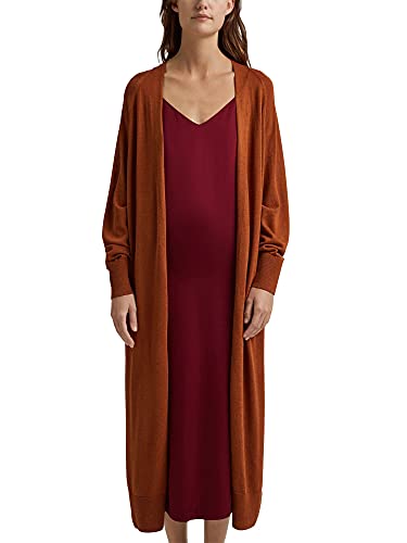 ESPRIT Z lnem: Otwarty długi kardigan, Caramel, XS