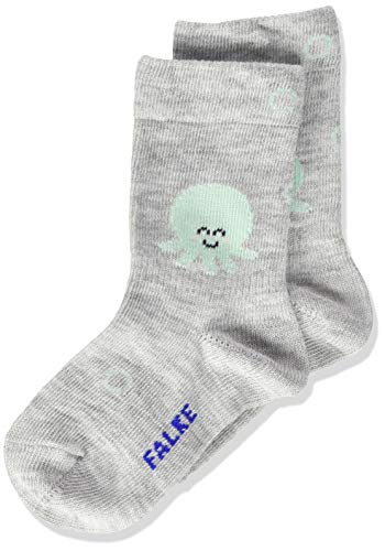FALKE Skarpety Squid bawełna niemowlęta szare niebieskie krótkie skarpety dziecięce z motywem cienkie kolorowe ze zwierzętami 1 para, szary (Storm Grey 3820), 74/80 cm