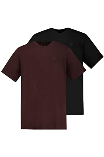JP 1880 T-shirt męski 1/2, dekolt w serek, Dp T Shirt, burgundowy, czarny, 5XL EU, czarny, 5XL