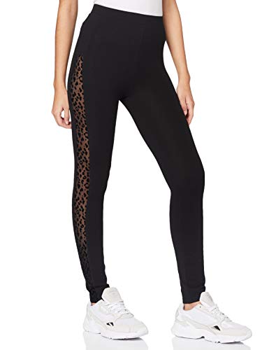 Urban Classics Damskie legginsy Flock Lace Stripe, czarny, XL