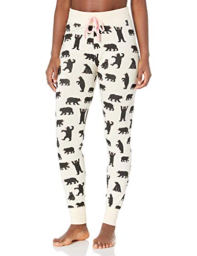 Hatley Damskie legginsy od piżamy, Czarne niedźwiedzie na naturalnym, M